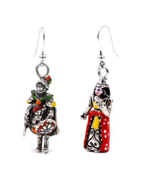 Orecchini Pupi Siciliani in Argento Smaltato