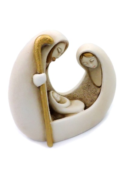 Scultura Presepe Sacra Famiglia in Resina decorata a mano h cm 7