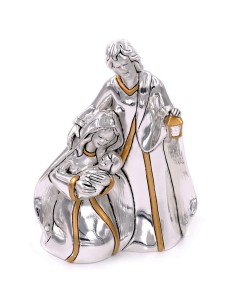 Holy Family Silver Plated Resin Sculpture