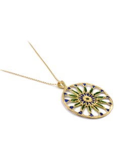 Collana con Pendente Rosone in Argento Dorato con Smalti... 2