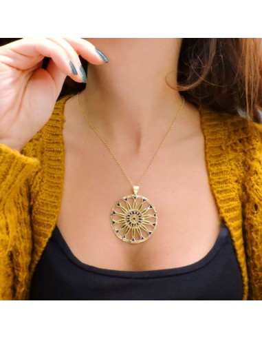 Collana con Pendente Rosone in Argento Dorato...