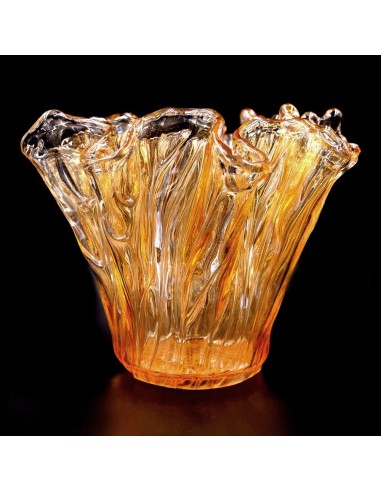 Murano Glas Vase Eiche Honig
