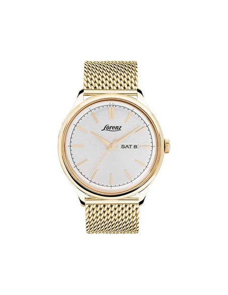 LORENZ Herrenuhr 030025AA-MI Tag-Datum Silber Mesh Milano Gold