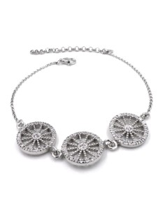 Sterling Silver Sicilian Cart Wheels Bracelet with White...