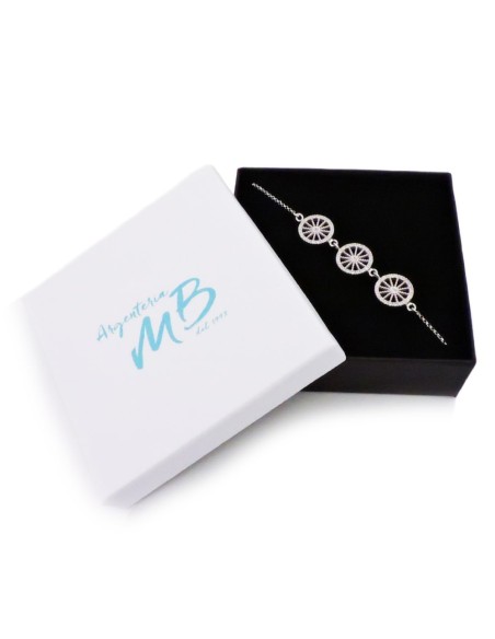 Sterling Silver Sicilian Cart Wheels Bracelet with White Zirconia
