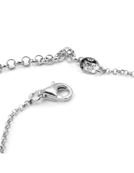 Bracciale Catena Donna in Argento 925 Rodiato con Ciondolo Doppio Cuore