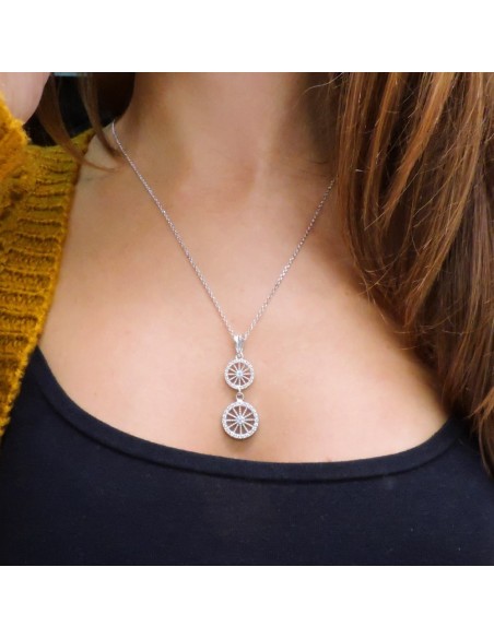 925 Sterling Silver Necklace with Sicilian Wagon Wheels Pendants