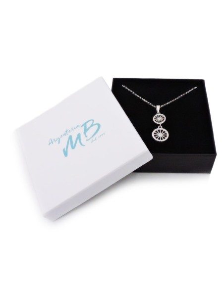 925 Sterling Silver Necklace with Sicilian Wagon Wheels Pendants