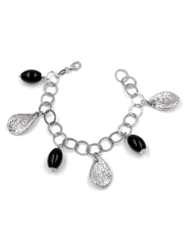 Damenarmband mit Onyxstein und Anhängern aus...