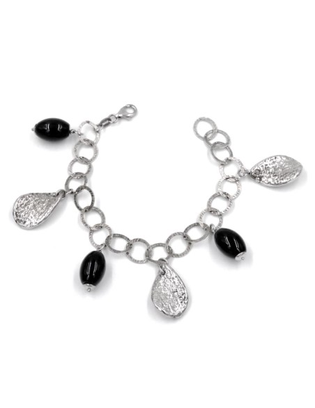 Bracciale Donna Con Pietra Onice e Pendenti in Argento 925 