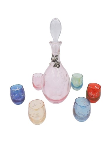 Glass Bottle and Liqueur Glasses Set with...