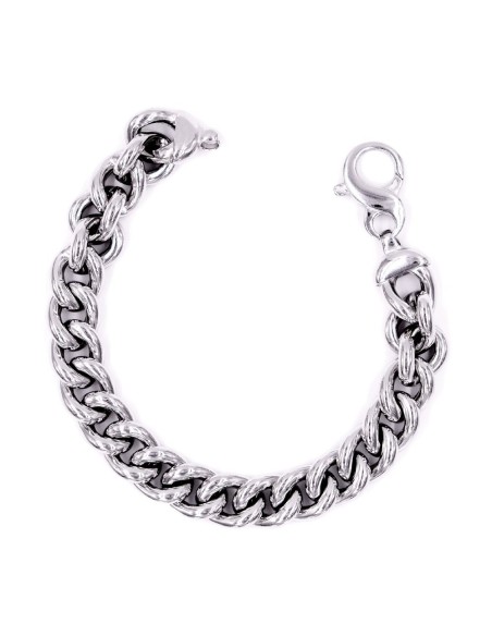 Bracciale Catena Donna in Argento 925 Rodiato Con Ciondolo Doppia Stella