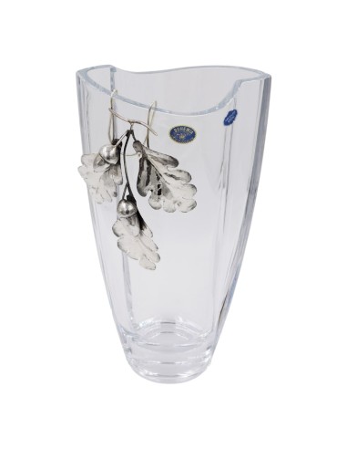 Bohemia Kristallvase mit Eichenlaub in Sterlingsilber