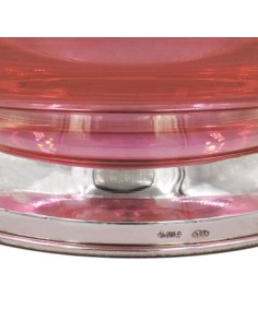 Porta Bon Bon in Cristallo Rosa con Base in Argento  2