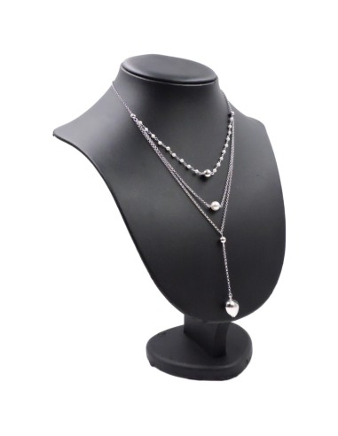 Collana 3 Girocolli con Cuore Pendente in...