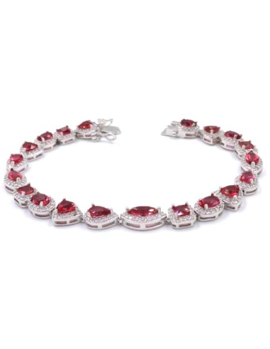 Bracciale in Argento 925 con Mix di Zirconi Rossi 
