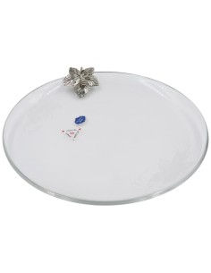 Round Crystal Poket Emptier with Sterling Silver Vine Leaf
