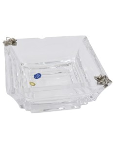 Crystal Square Ashtray with Sterling Silver Vine Leaves