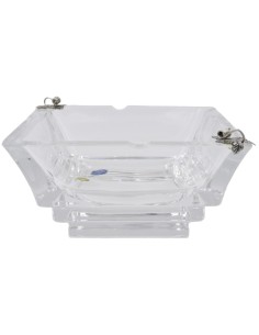 Crystal Square Ashtray with Sterling Silver Vine Leaves 2
