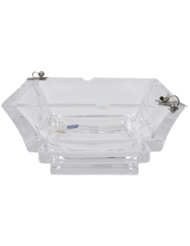 Crystal Square Ashtray with Sterling Silver...