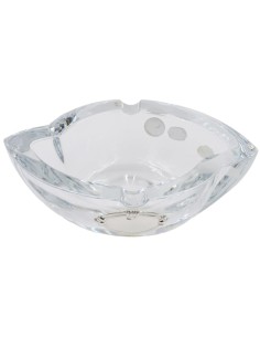 Posacenere Foglia in Cristallo con Inserto Ovale in Argento