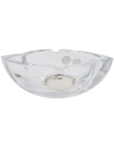 Posacenere Foglia in Cristallo con Inserto Ovale in Argento 2