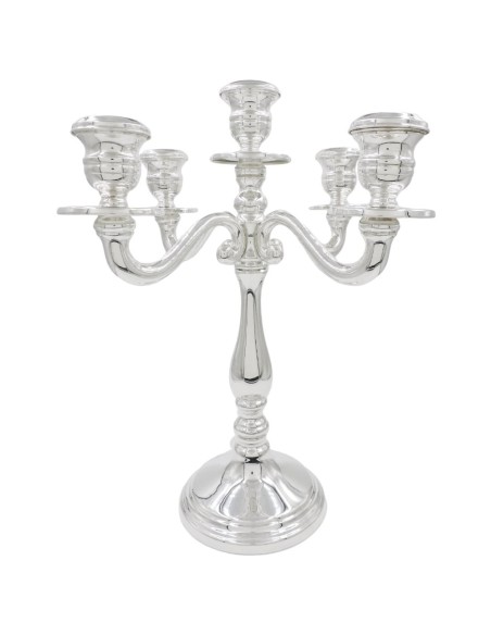 800 Sterling Silver Five Armed Candelabra English Style h. 15,35"