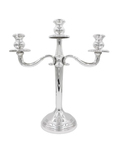 Solid Silver Classical English Style Three Armed Candelabra 