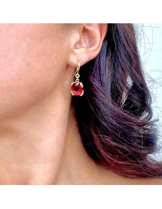 Gold Plated Sterling Silver Pendant Earrings with Red... 2