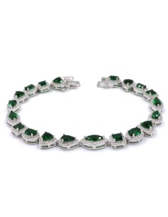925 Sterling Silver Bracelet with Green Zircons Mix