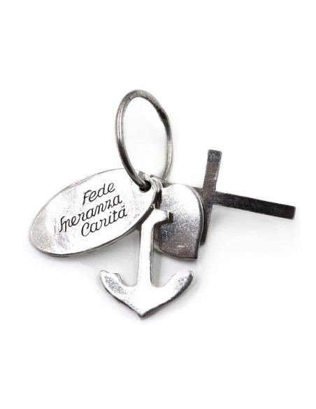Faith Hope Charity Solid Silver Key Chain