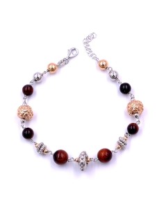925 Sterling Silver Ethnic Bracelet with Natural Stones