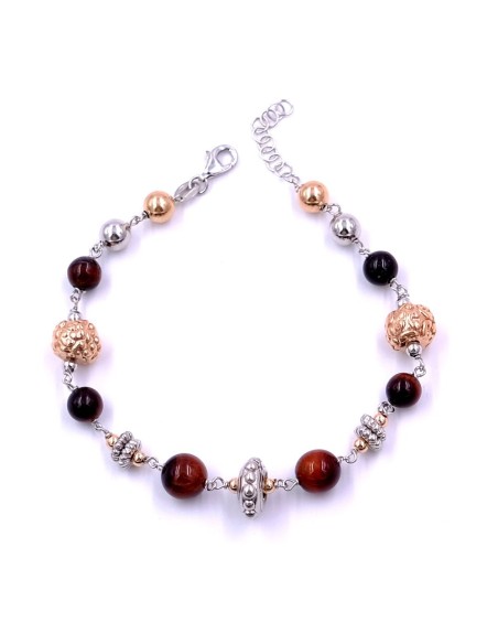 925 Sterling Silver Ethnic Bracelet with Natural Stones
