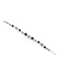 925 Sterling Silver Ethnic Bracelet with Natural Stones 2