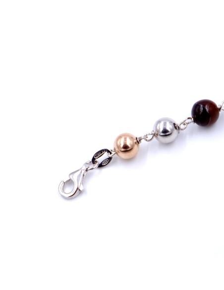 Bracciale Etnico in Argento 925 e Pietre Naturali 