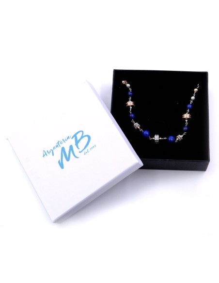 925 Sterling Silver Ethnic Bracelet with Natural Stones