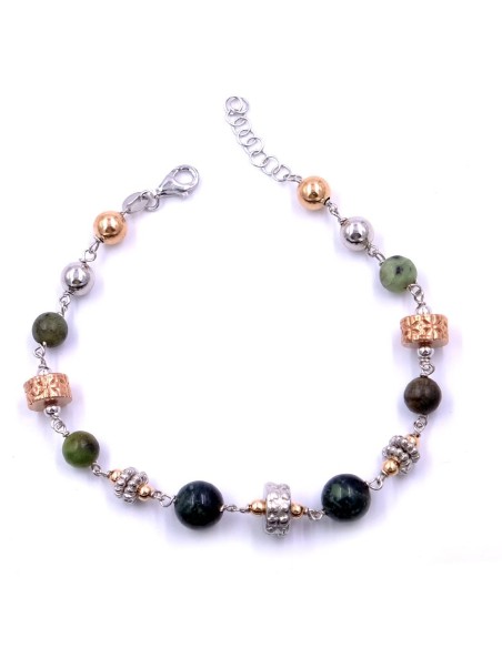 Bracciale Etnico in Argento 925 e Pietre Naturali 