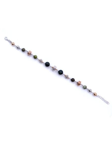 925 Sterling Silver Ethnic Bracelet with Natural Stones