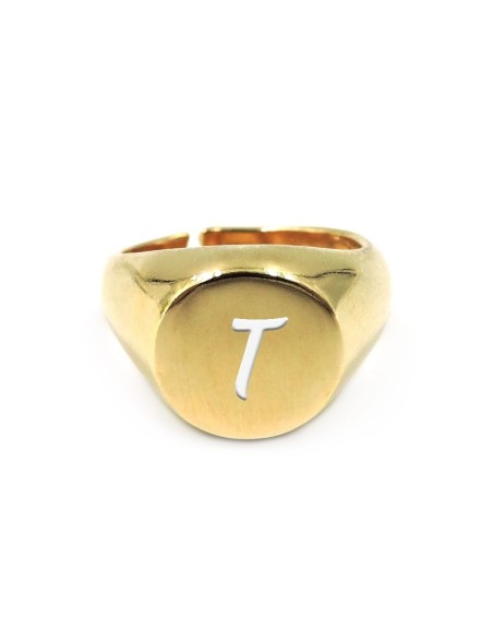 Customizable Gold Plated Sterling Silver Round Shaped Chevalier Ring 