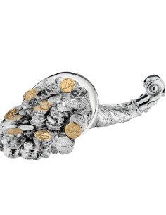 Cornucopia con Monete Scultura in Laminato Argento cm...