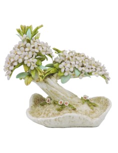 Shrub with Flowers Capodimonte Ceramic Sculpture