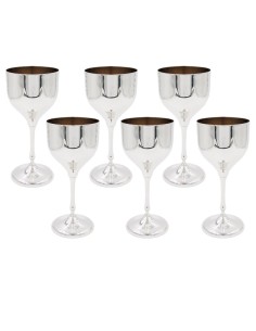 Solid Silver Wine Glasses Set of 6