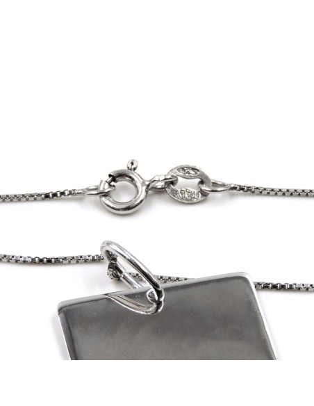 Bracciale Catena Donna in Argento 925 Rodiato con Ciondolo Doppio Cuore