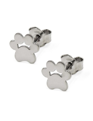 Sterling Silver Paw Print Stud Earrings 