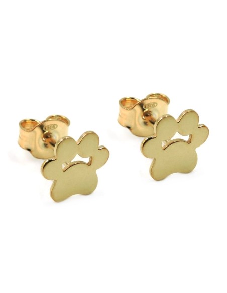 Sterling Silver Paw Print Stud Earrings 