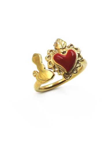 Anello San Gennaro Sacro Cuore in Argento Placcato Oro