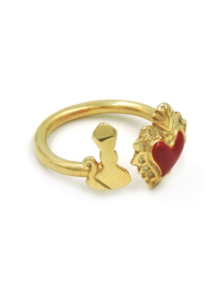 Saint Gennaro and Holy Heart Sterling Silver Ring 