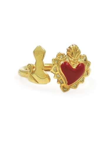 San Gennaro Herz-Jesu-Ring aus 925er...