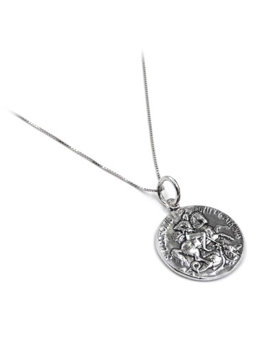 Halskette mit Silbermedaille des Heiligen Georg