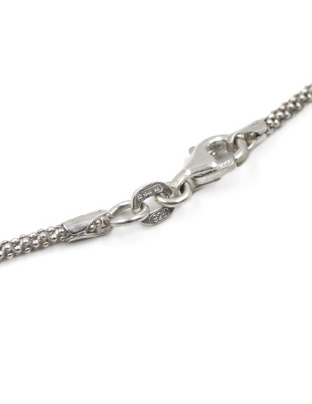 Bracciale Catena Donna in Argento 925 Rodiato con Ciondolo Doppio Cuore